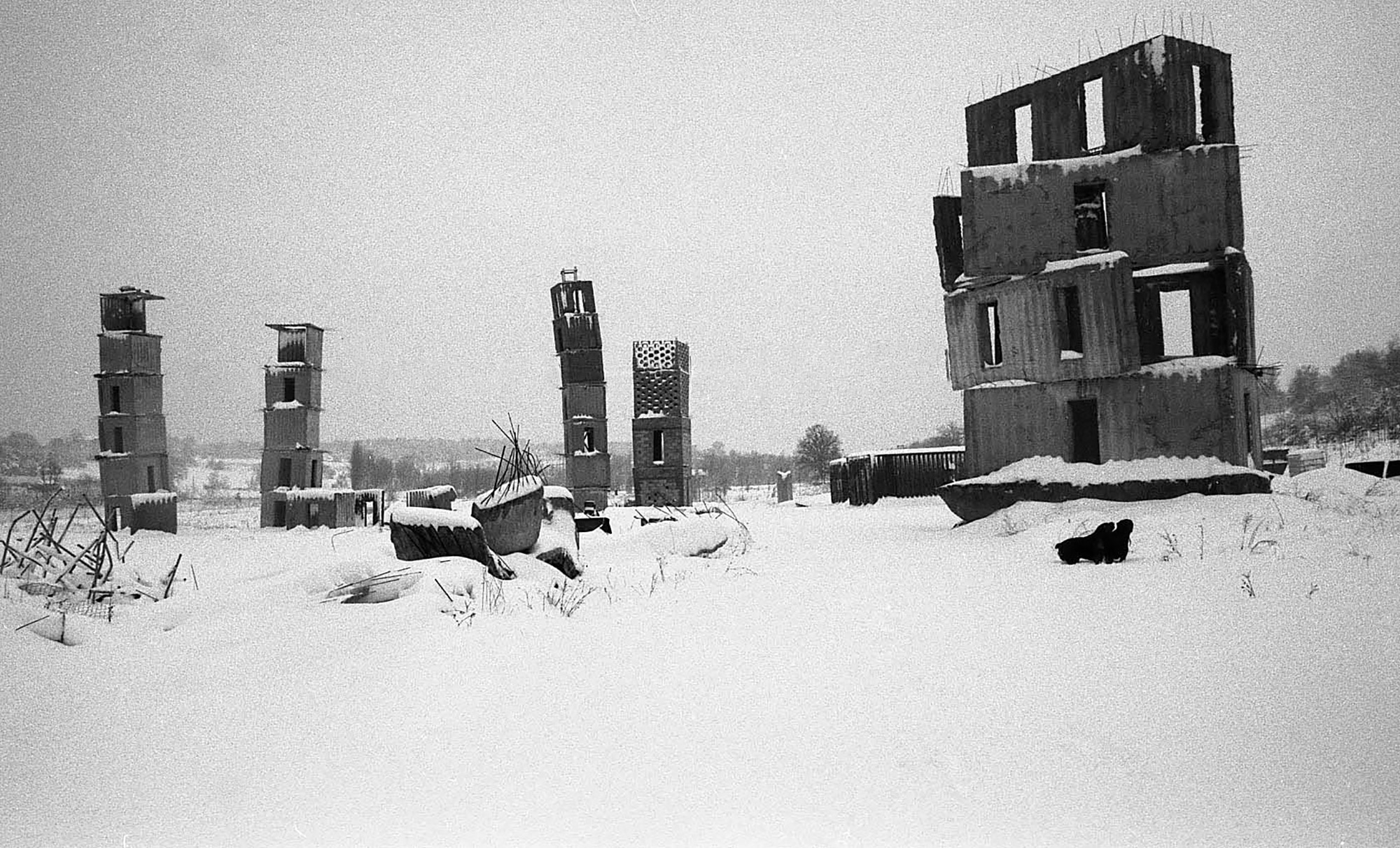 Towers in the snow in La Ribaute